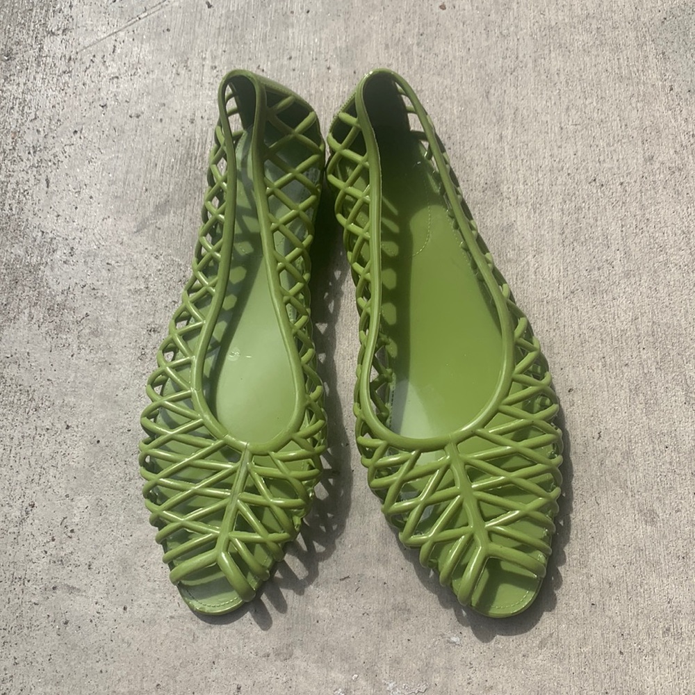 American Apparel Green Lattice Jelly Sandals